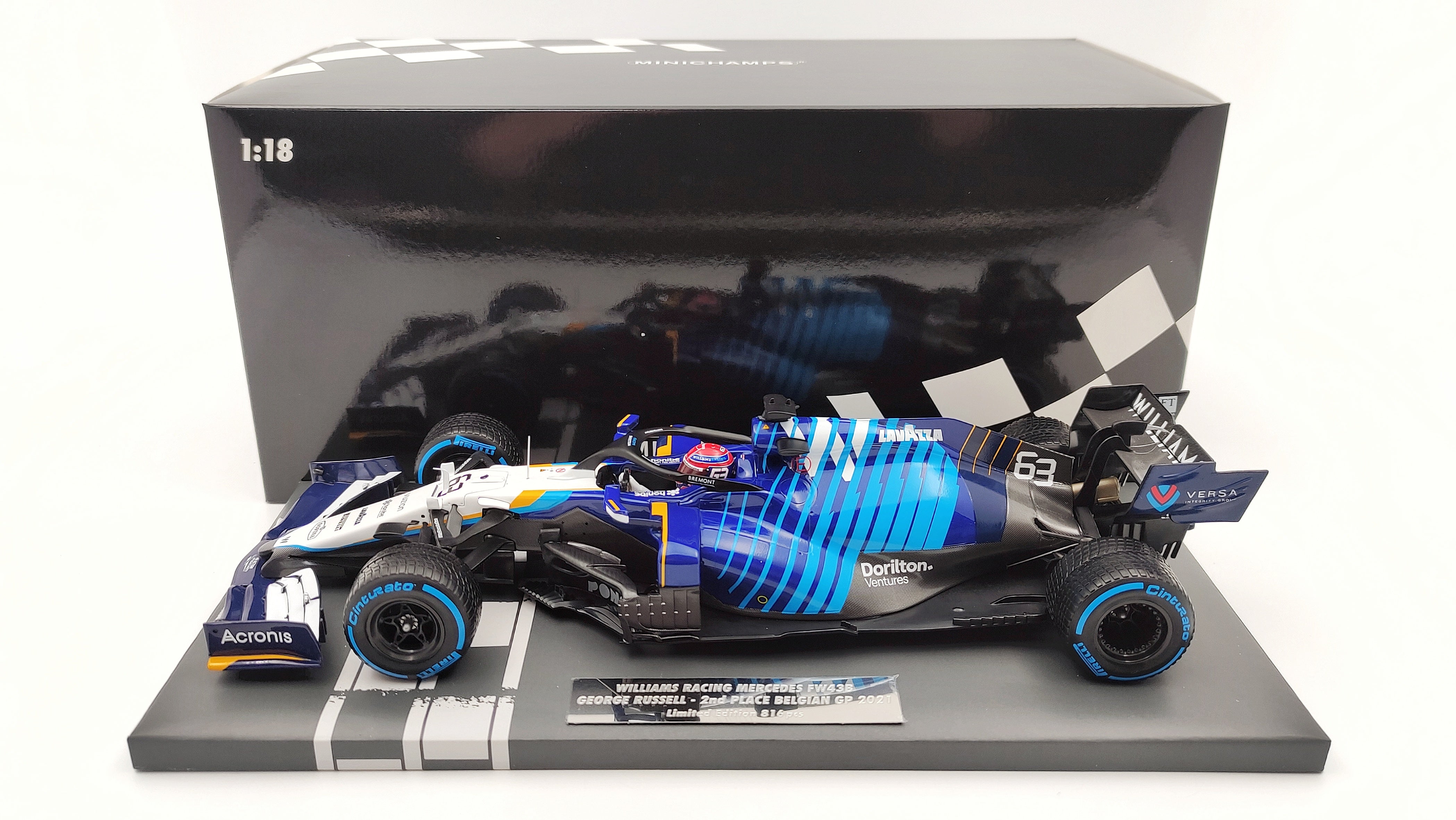 Minichamps Williams Racing FW43B George Russell 2nd Belgian GP 1/18  117211363