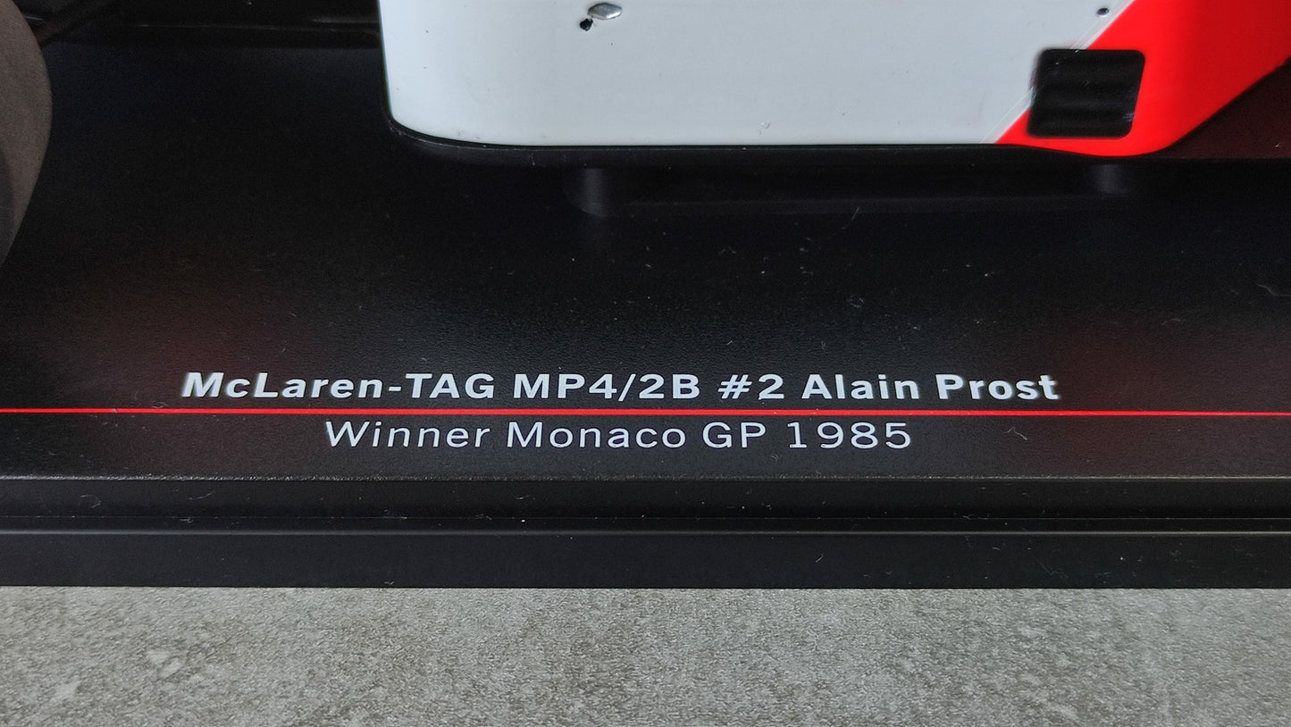 Model Car Group Mclaren TAG MP4/2b Alain Prost Winner Monaco GP 1985 F1 World Champion 1/18 MCG18606F