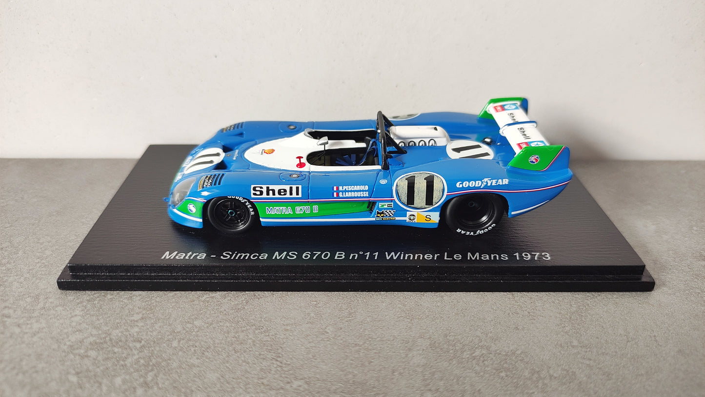 Spark Matra Simca MS670B 1973 Le Mans Winner Pescarolo/Larrousse 1/43 43LM73