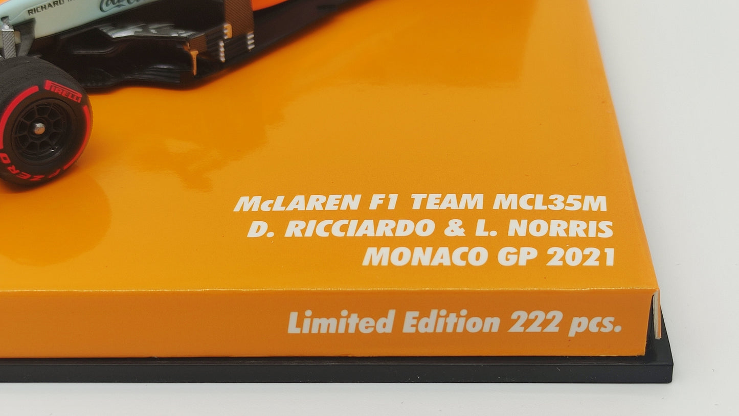Minichamps Mclaren Mercedes MCL35M 2 car set Norris/Ricciardo Monaco GP 2021 1/43 Limited Edition 222 pcs.