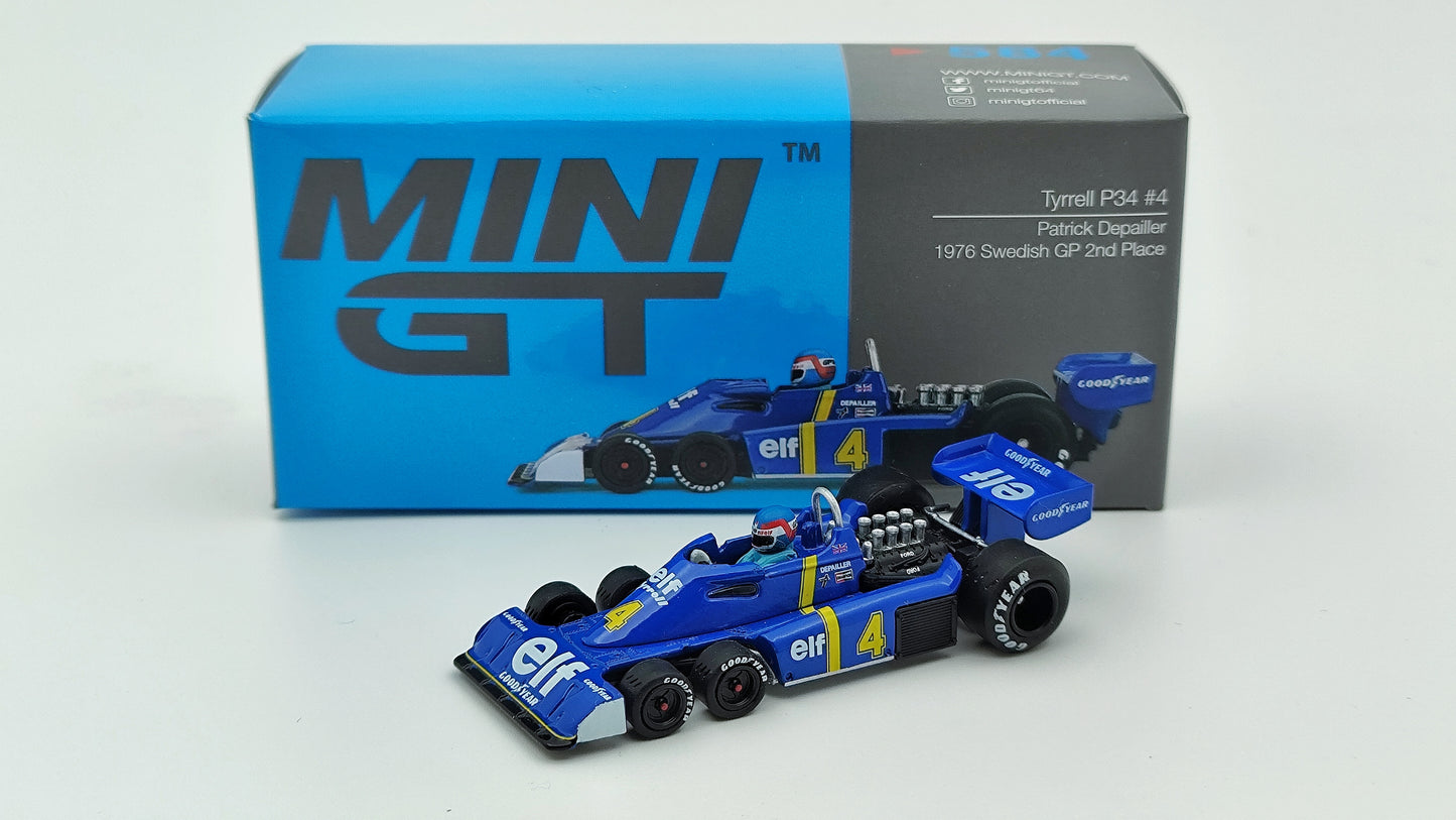 Mini GT Tyrrell Ford P34 Patrick Depailler Swedish GP 1976 1/64 MGT00584lhd