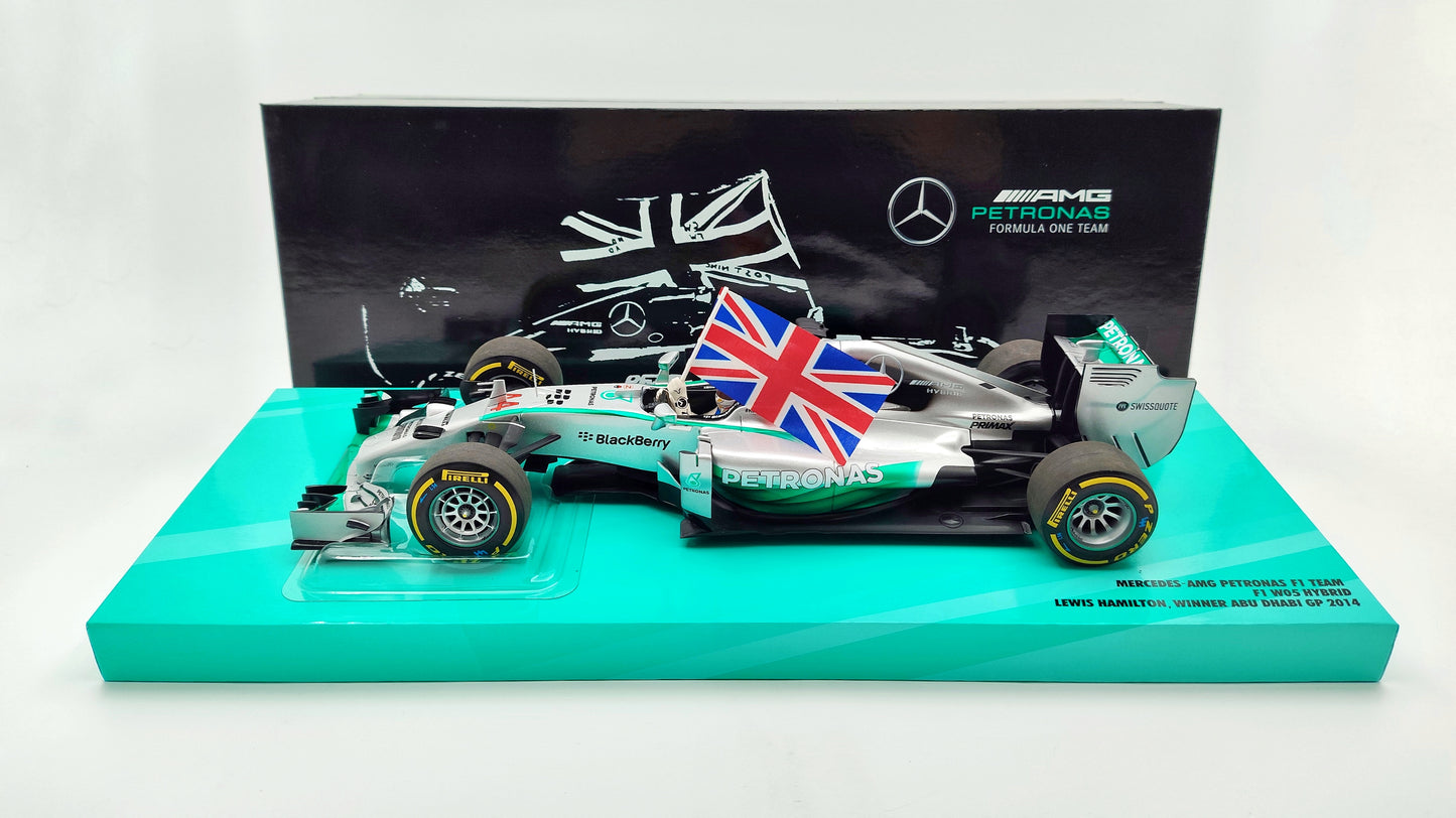 Minichamps AMG Mercedes W05 Lewis Hamilton Winner Abu Dhabi GP 2014 F1 World Champion 1/18 113140544