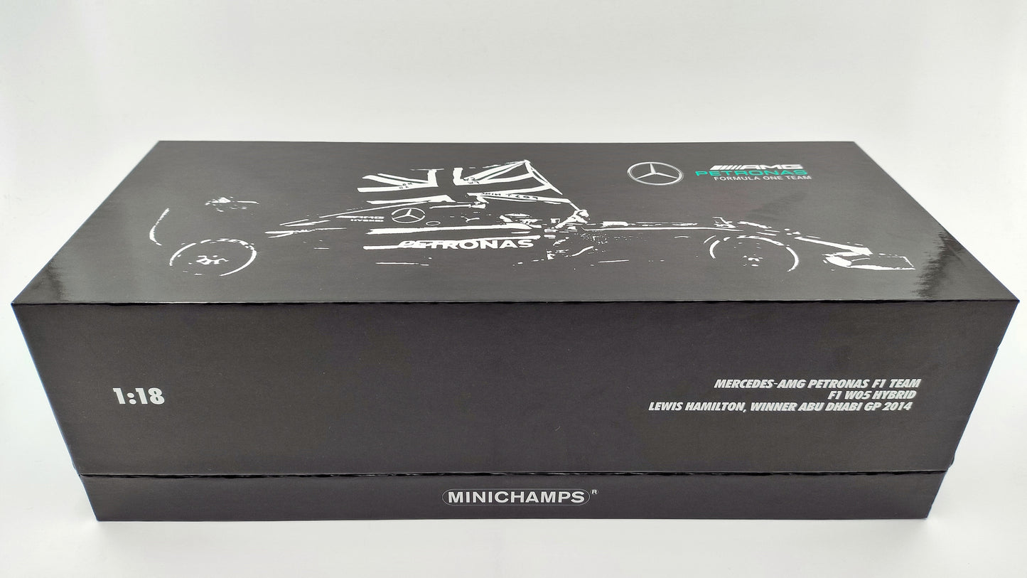 Minichamps AMG Mercedes W05 Lewis Hamilton Winner Abu Dhabi GP 2014 F1 World Champion 1/18 113140544