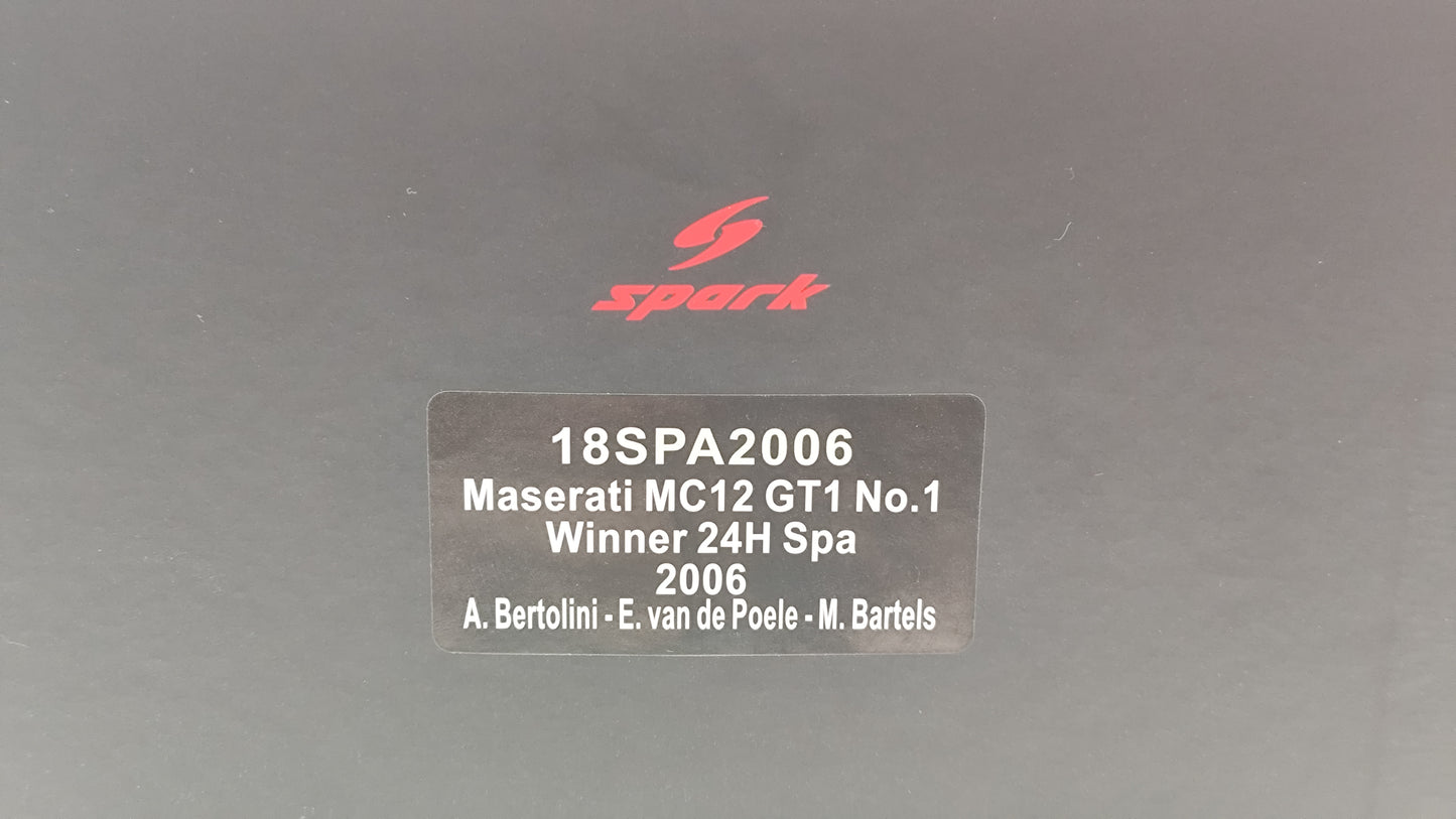 Spark Vitaphone Maserari MC12 Bertolini Bartels Van de Poele Winners Spa 24hrs 2006 1/18 18SPA2006