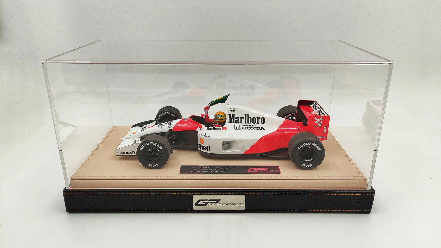 GP Replicas Mclaren Honda MP4/6 Ayrton Senna 1991 Brazilian GP winner 1/18 GPWC002 Tobacco