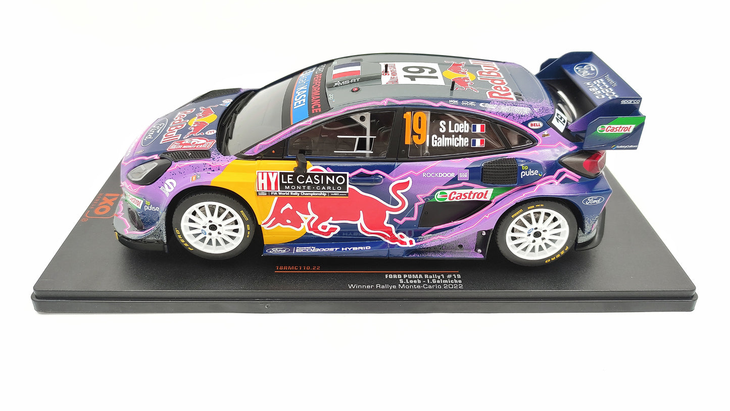 Ixo Ford Puma Rally1 2022 Rallye Monte Carlo Winner S.Loeb/I.Galmiche 1/18 18RMC110.22