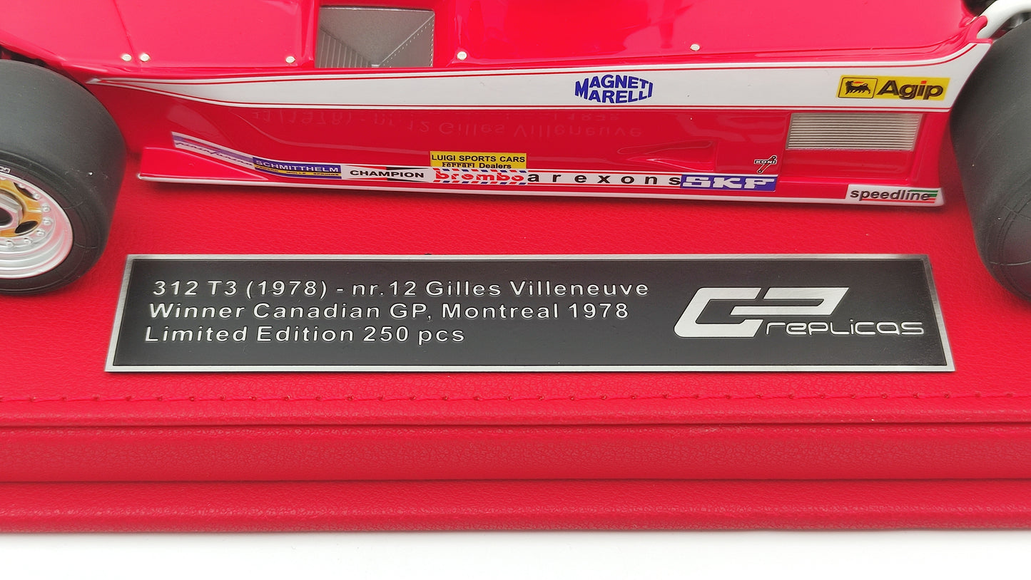 GP Replicas Ferrari 312T3 Gilles Villeneuve 1978 Canadian GP winner 1/18 GPGV001