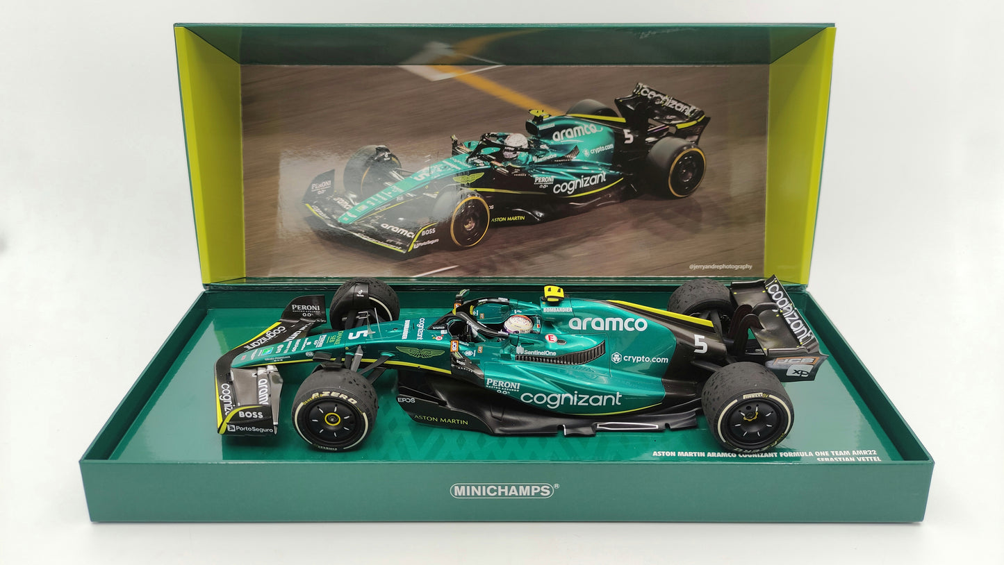 Minichamps Aston Martin AMR22 Sebastian Vettel Last Race Abu Dhabi GP 2022 1/18 147222205