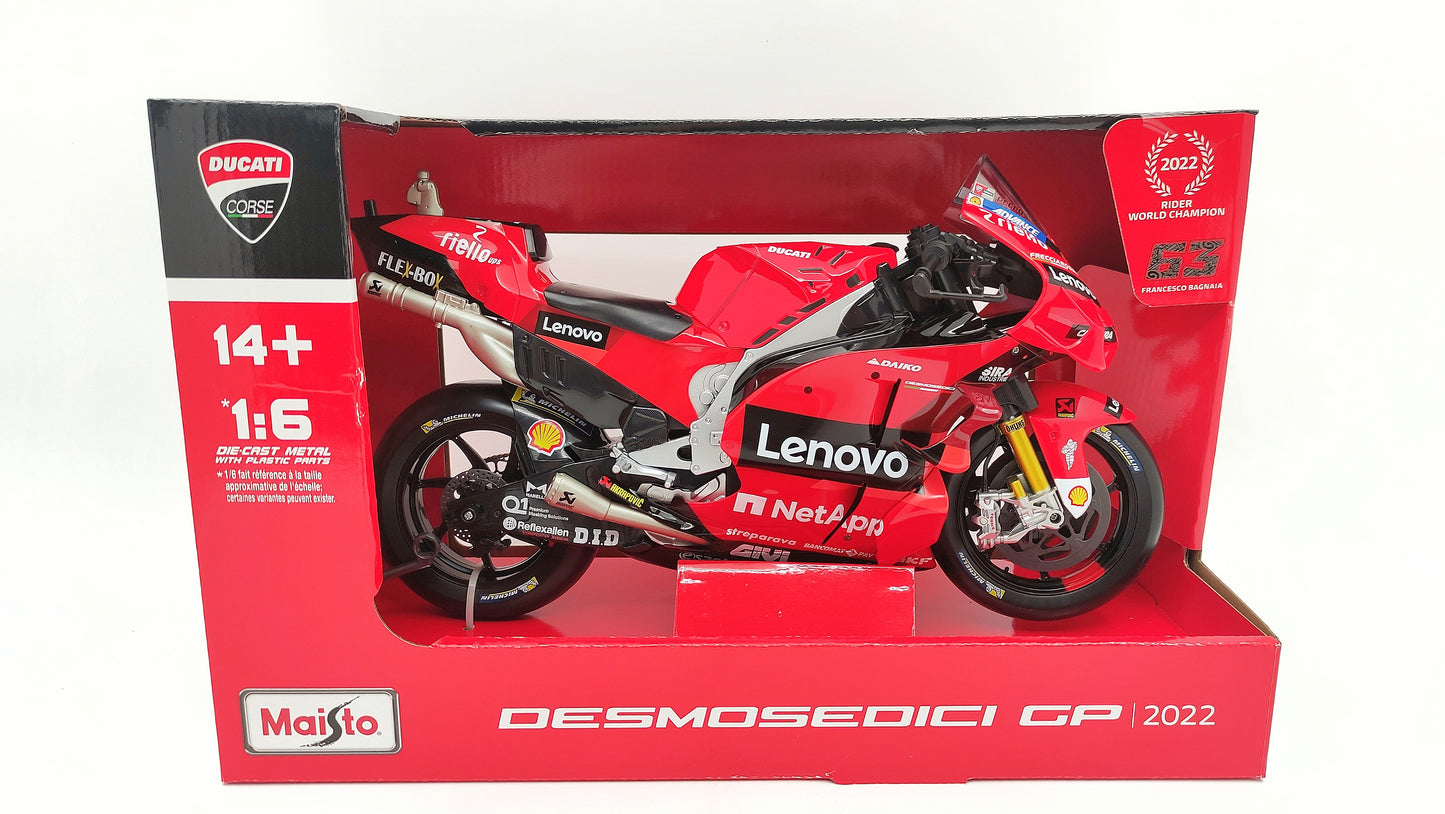 Maisto MotoGP Ducati Desmosedici GP22 Pecco Bagnaia World Champion 2022 MA32229