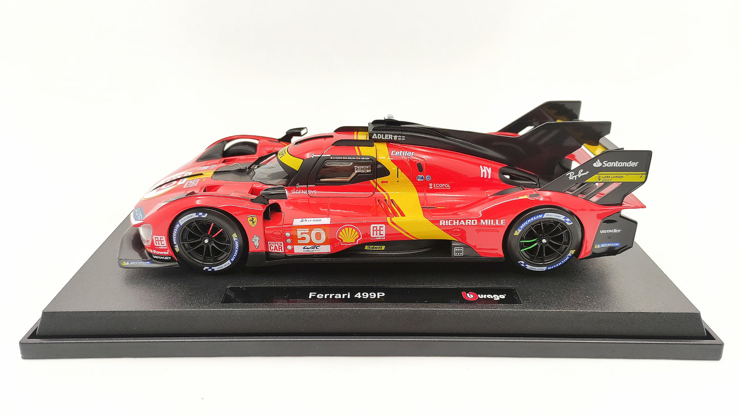 Bburago Ferrari 499P 3.0 Turbo V6 Fuoco/Molina/Nielsen WEC Le Mans 2023 Pole Winner  BU16301-50