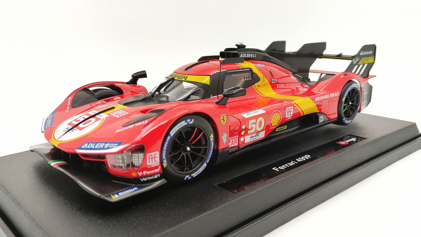 Bburago Ferrari 499P 3.0 Turbo V6 Fuoco/Molina/Nielsen WEC Le Mans 2023 Pole Winner  BU16301-50