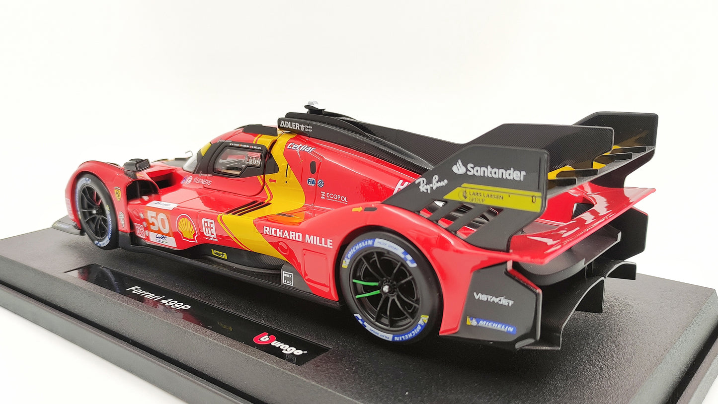 Bburago Ferrari 499P 3.0 Turbo V6 Fuoco/Molina/Nielsen WEC Le Mans 2023 Pole Winner  BU16301-50
