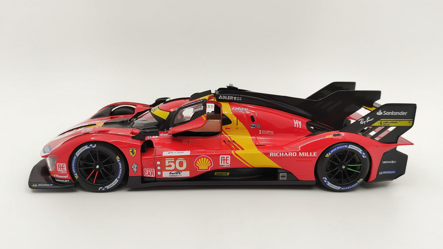 Bburago Ferrari 499P 3.0 Turbo V6 Fuoco/Molina/Nielsen WEC Le Mans 2023 Pole Winner  BU16301-50