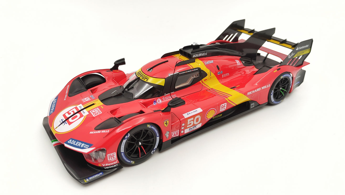 Bburago Ferrari 499P 3.0 Turbo V6 Fuoco/Molina/Nielsen WEC Le Mans 2023 Pole Winner  BU16301-50