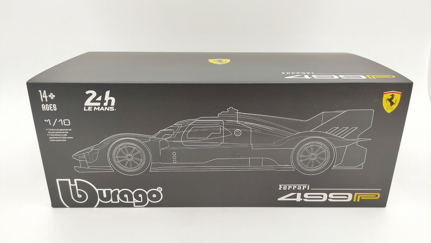 Bburago Ferrari 499P 3.0 Turbo V6 Pier Guidi/Calado/Giovinazzi WEC Le Mans 2023 Winner BU16311-51-VET