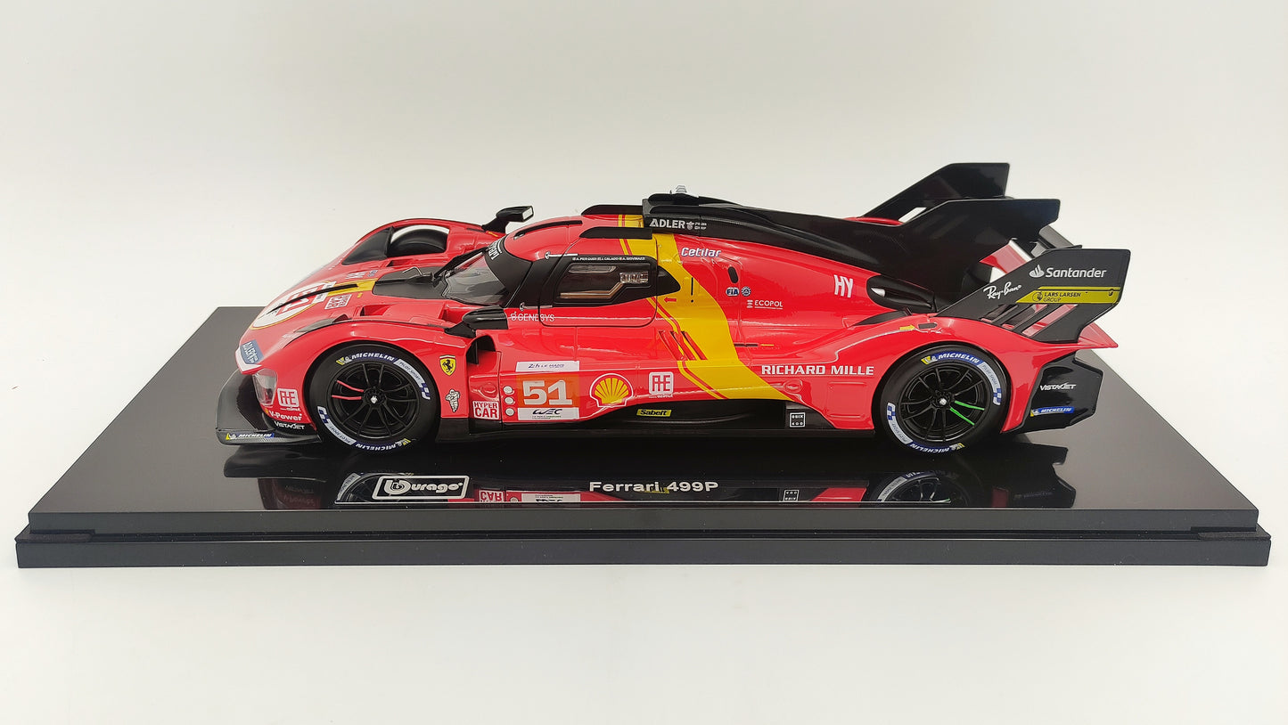 Bburago Ferrari 499P 3.0 Turbo V6 Pier Guidi/Calado/Giovinazzi WEC Le Mans 2023 Winner BU16311-51-VET