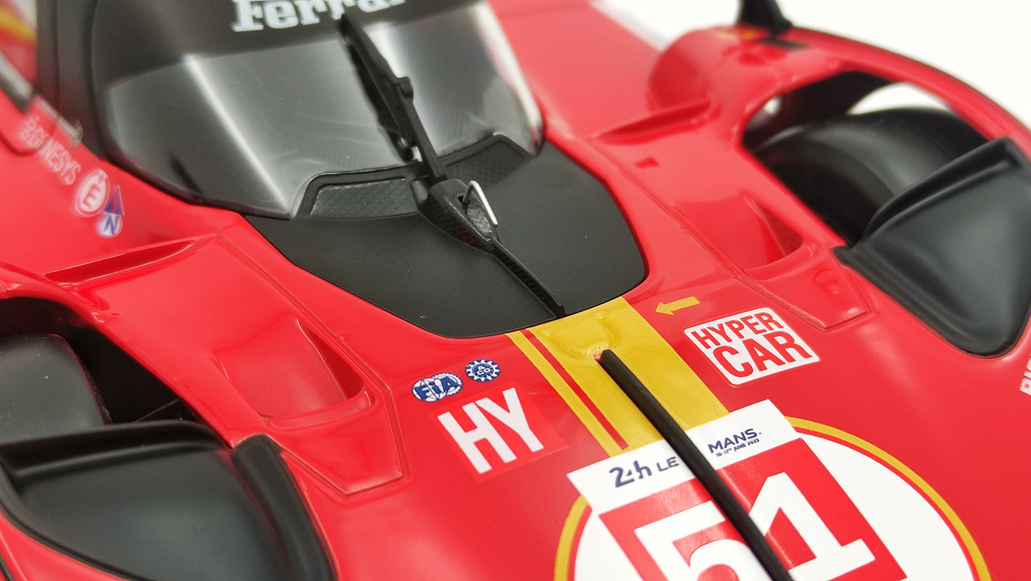 Bburago Ferrari 499P 3.0 Turbo V6 Pier Guidi/Calado/Giovinazzi WEC Le Mans 2023 Winner BU16311-51-VET