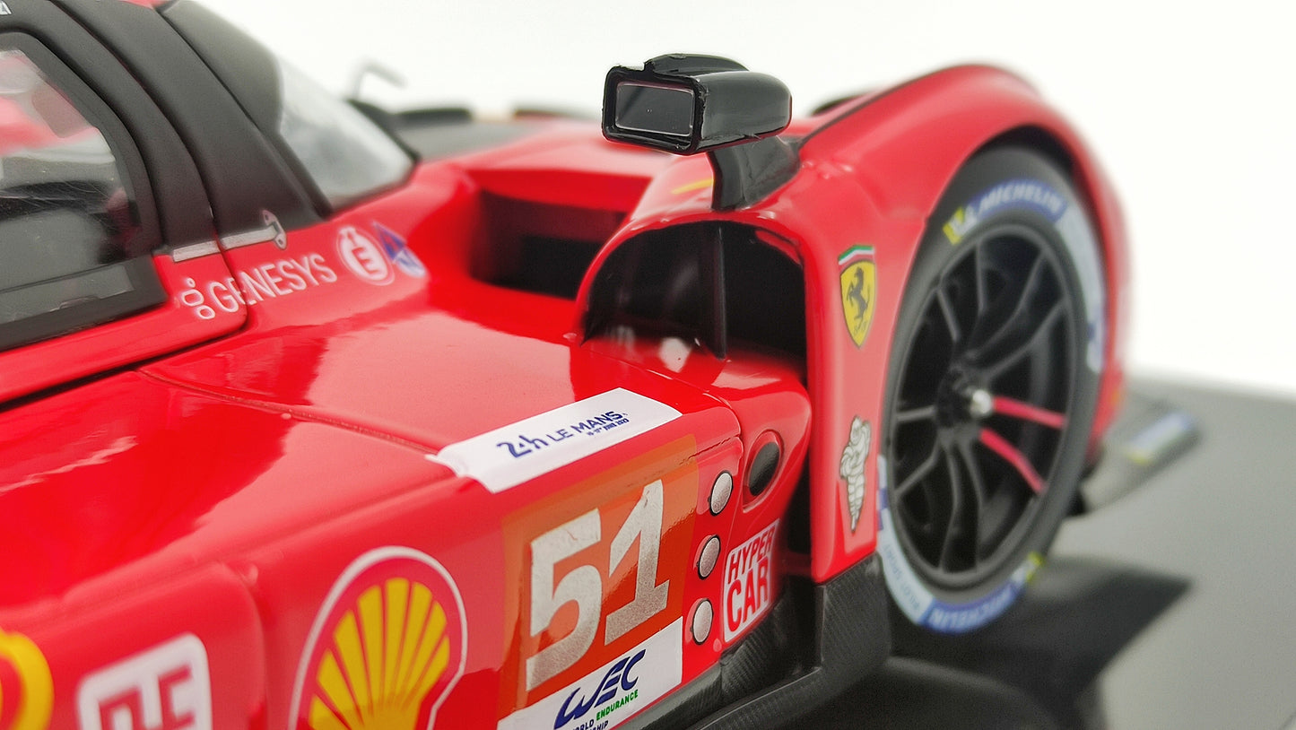 Bburago Ferrari 499P 3.0 Turbo V6 Pier Guidi/Calado/Giovinazzi WEC Le Mans 2023 Winner BU16311-51-VET