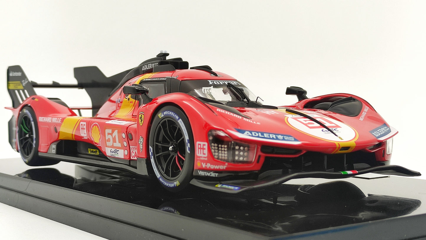 Bburago Ferrari 499P 3.0 Turbo V6 Pier Guidi/Calado/Giovinazzi WEC Le Mans 2023 Winner BU16311-51-VET