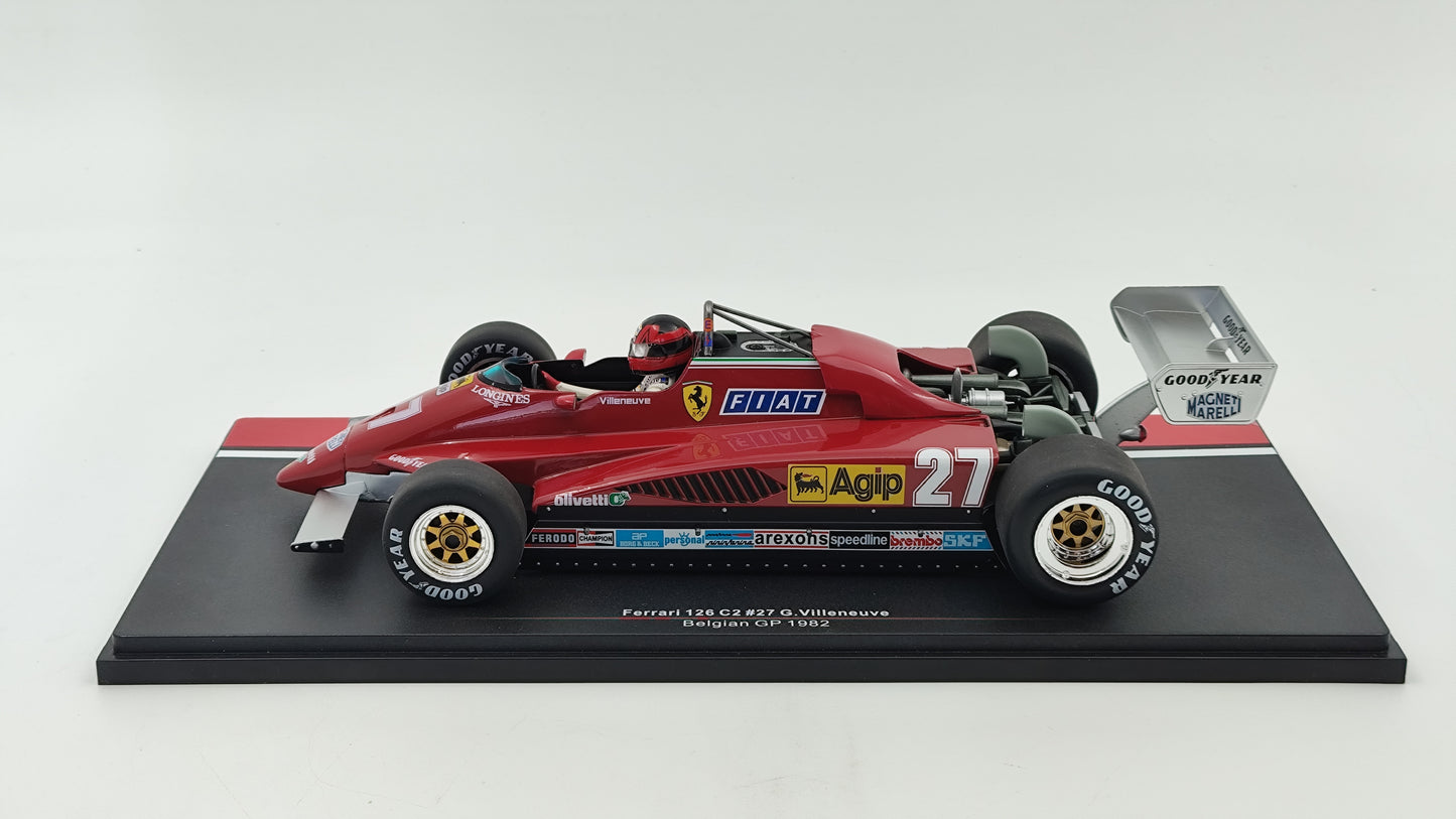 Model Car Group Ferrari 126c2 Gilles Villeneuve Belgian GP 1982 F1 1/18 MCG18629F