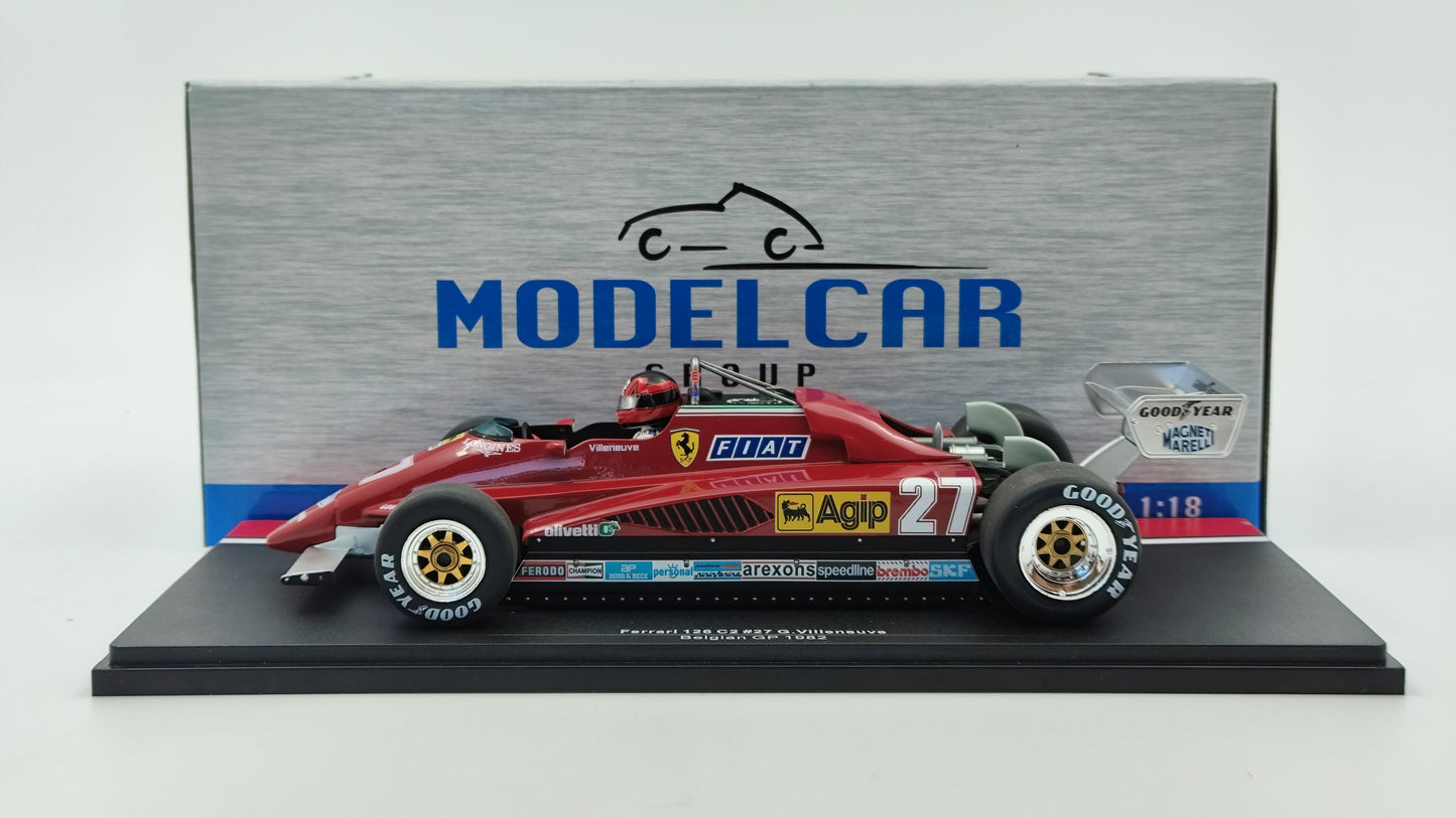 Model Car Group Ferrari 126c2 Gilles Villeneuve Belgian GP 1982 F1 1/18 MCG18629F