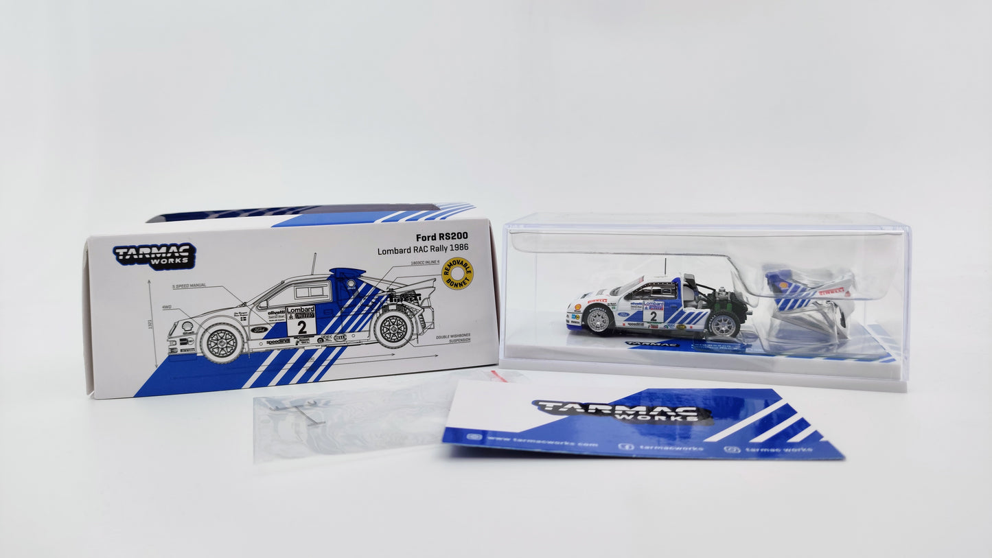 Tarmac Works Ford RS200 Blomqvist/Berglund Lombard RAC Rally Winner 1986 T64P-001-86RAC02