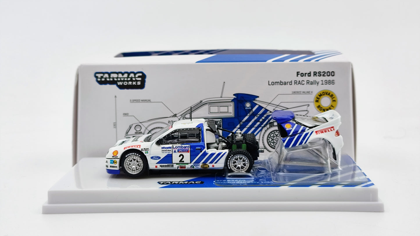 Tarmac Works Ford RS200 Blomqvist/Berglund Lombard RAC Rally Winner 1986 T64P-001-86RAC02