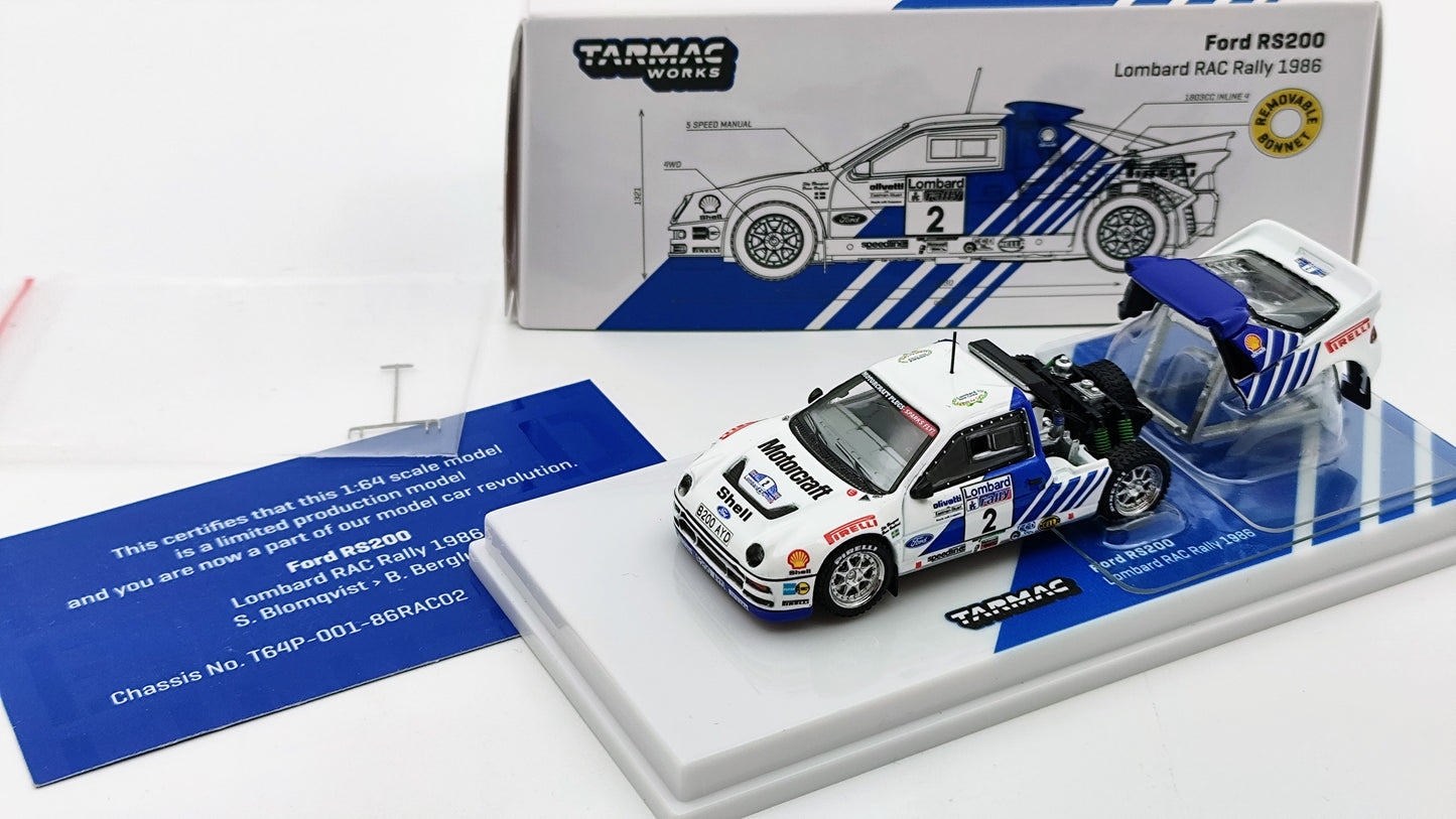 Tarmac Works Ford RS200 Blomqvist/Berglund Lombard RAC Rally Winner 1986 T64P-001-86RAC02