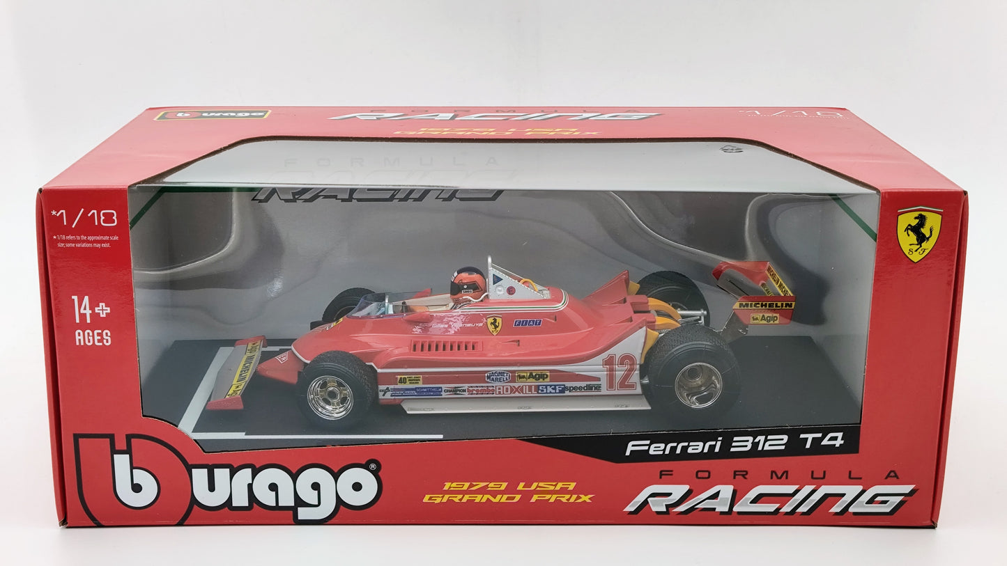 Bburago Ferrari 312T4 Gilles Villeneuve 1979 USA East GP winner F1 1/18 BU180013