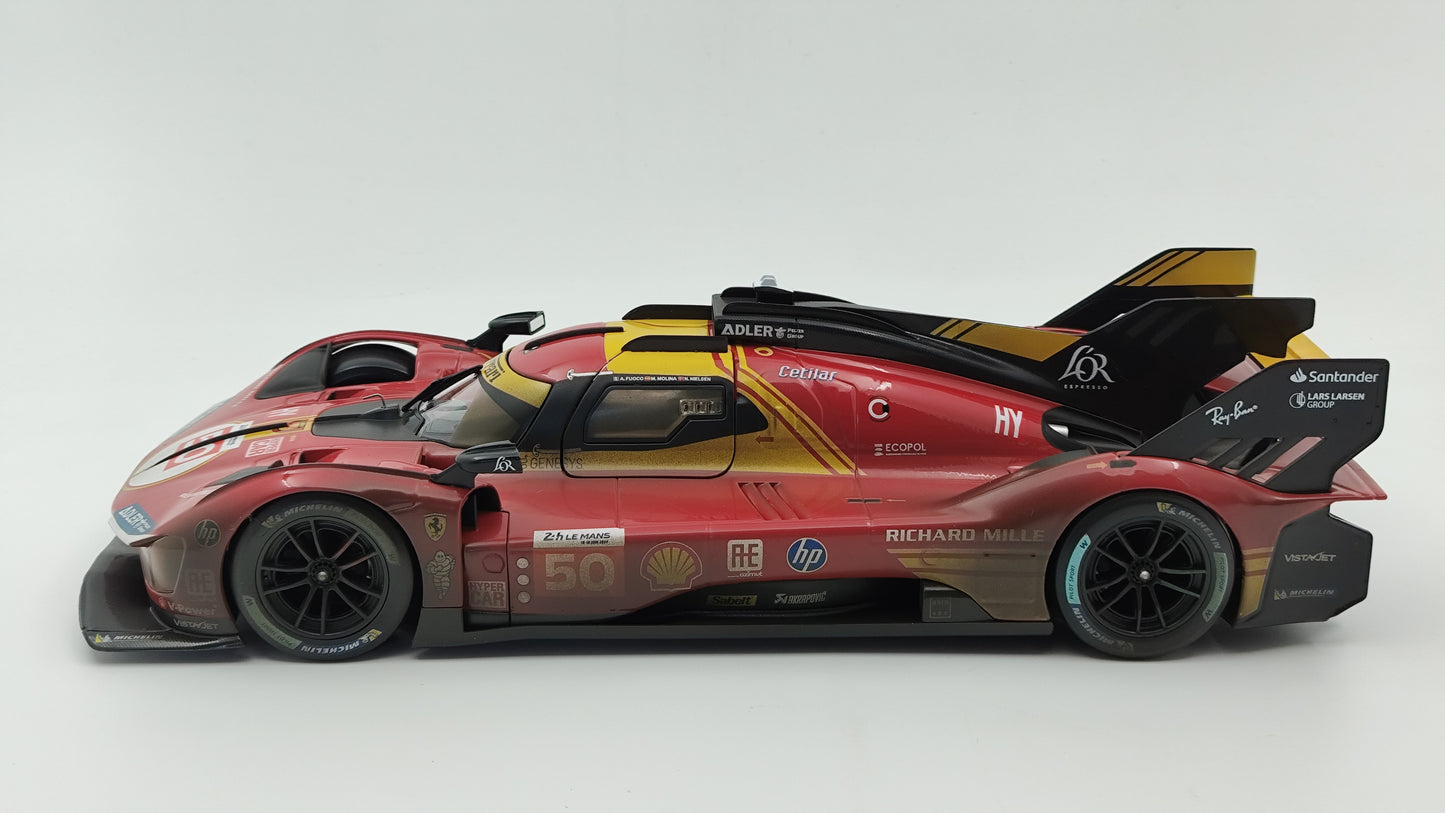 Bburago Ferrari 499P 3.0 Turbo V6 Fuoco/Molina/Nielsen WEC Le Mans 2024 Winner 18-16303D