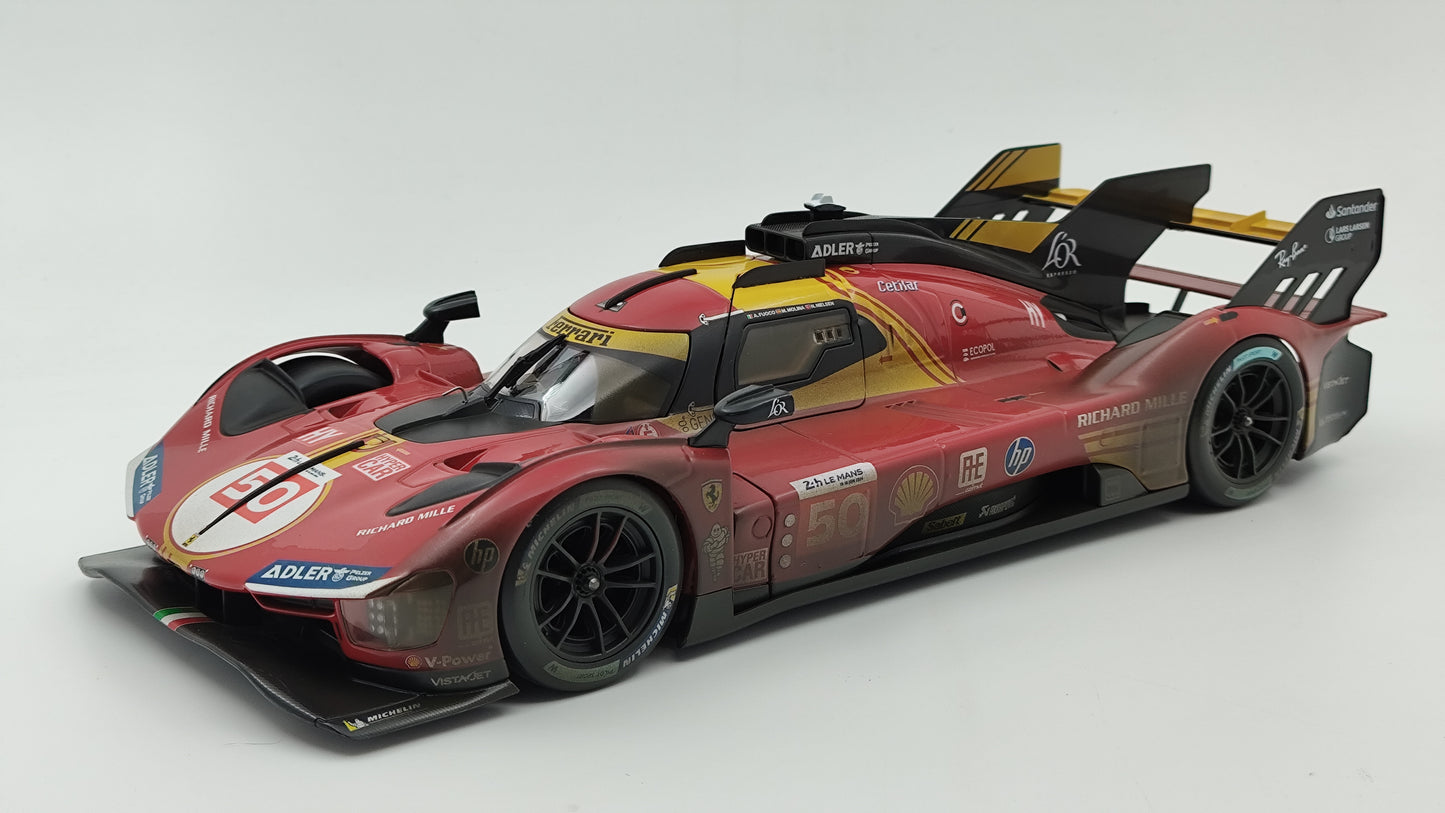 Bburago Ferrari 499P 3.0 Turbo V6 Fuoco/Molina/Nielsen WEC Le Mans 2024 Winner 18-16303D