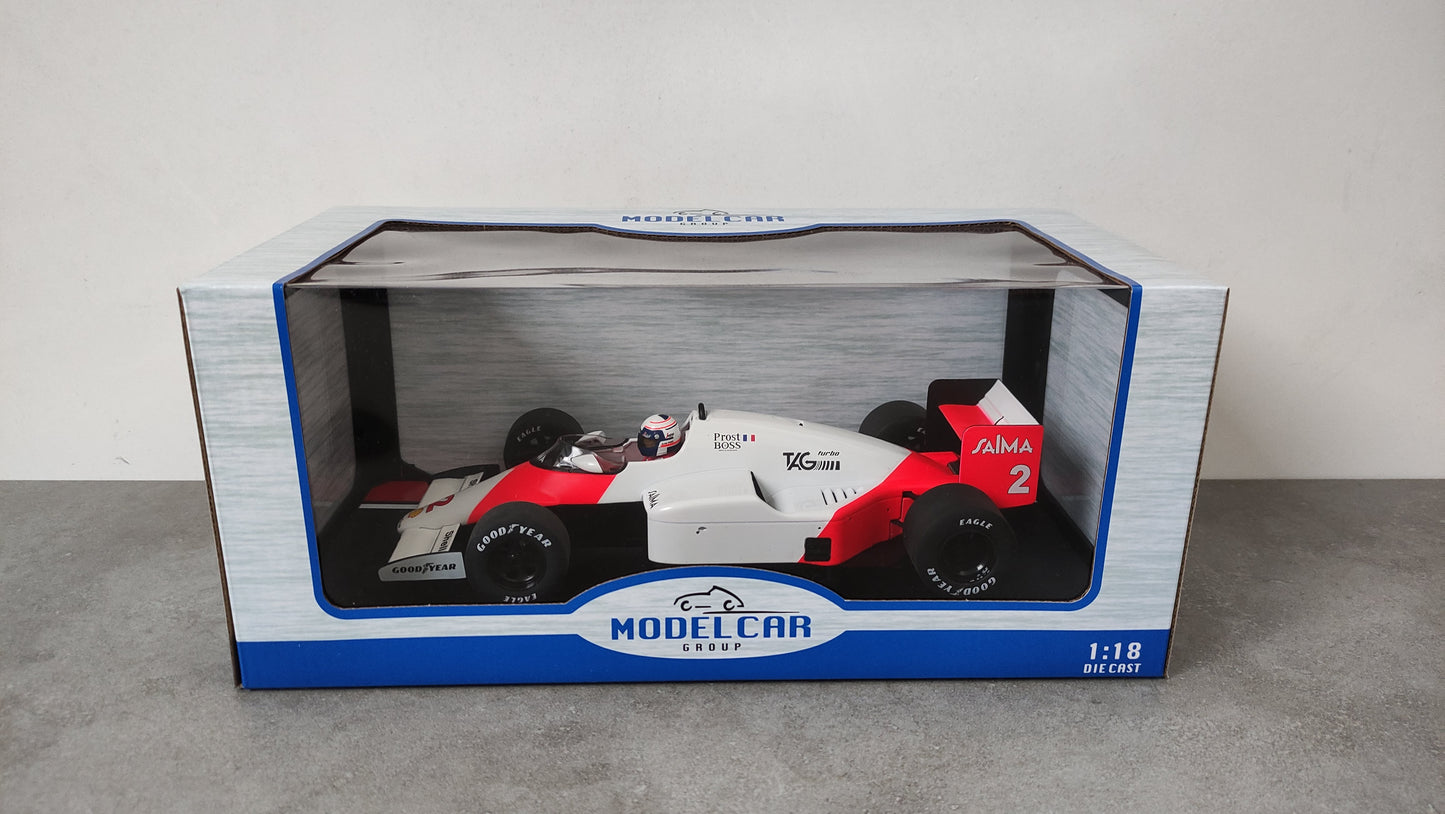Model Car Group Marlboro Mclaren TAG MP4/2b Alain Prost Winner Monaco GP 1985 F1 World Champion 1/18 MCG18606F