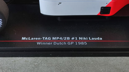 Model Car Group Mclaren TAG MP4/2b Niki Lauda 1985 winner Dutch GP 1/18 MCG18607F