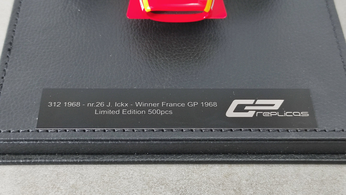 GP Replicas #26 Scuderia Ferrari 312 Jacky Ickx 1968 French GP winner 1/18