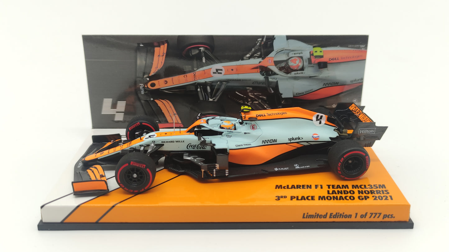 Minichamps Mclaren Mercedes MCL35M Lando Norris 3rd Monaco GP 2021 1/43 Limited Edition 777 pcs.