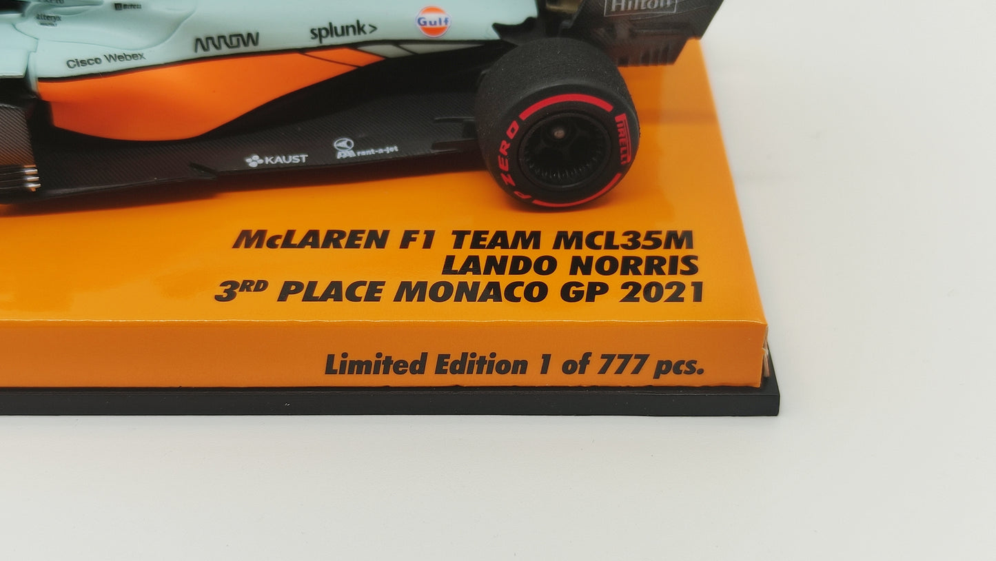 Minichamps Mclaren Mercedes MCL35M Lando Norris 3rd Monaco GP 2021 1/43 Limited Edition 777 pcs.