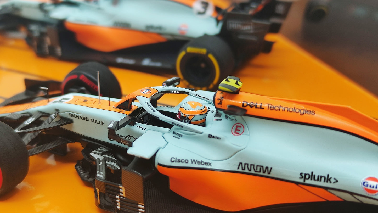 Minichamps Mclaren Mercedes MCL35M 2 car set Norris/Ricciardo Monaco GP 2021 1/43 Limited Edition 222 pcs.