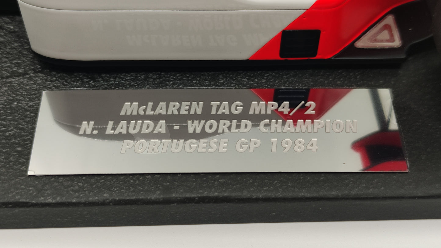 Minichamps Mclaren TAG MP4/2 Niki Lauda Portugese GP 1984 1/18 World Champion Limited Edition 750 pcs.