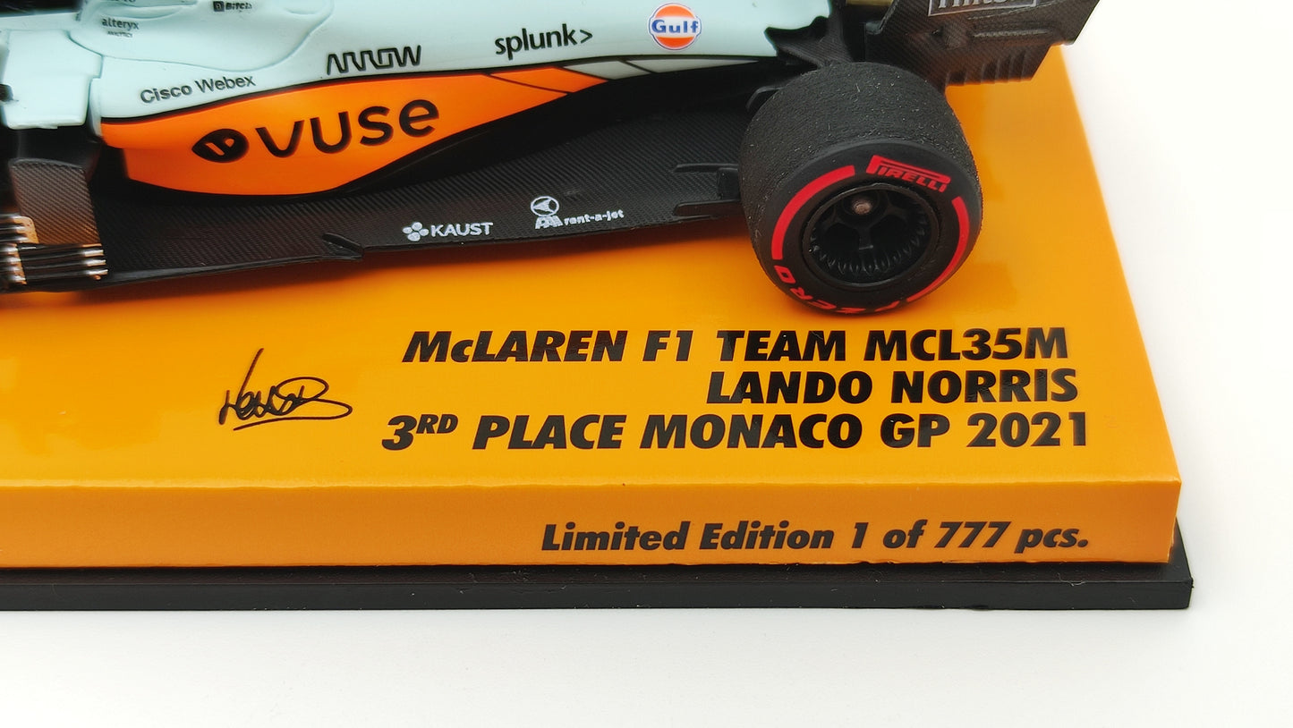 Minichamps Mclaren Mercedes MCL35M VUSE Lando Norris 3rd Monaco GP 2021 1/43 Limited Edition 777 pcs.