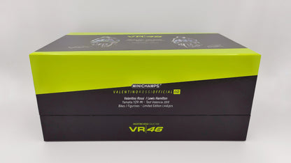 Minichamps Moto GP Yamaha YZR-M1 2 bike set Valentino Rossi Lewis Hamilton 1/12 Valencia 2019 Limited Edition 1446 pcs.