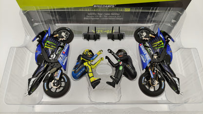 Minichamps Moto GP Yamaha YZR-M1 2 bike set Valentino Rossi Lewis Hamilton 1/12 Valencia 2019 Limited Edition 1446 pcs.