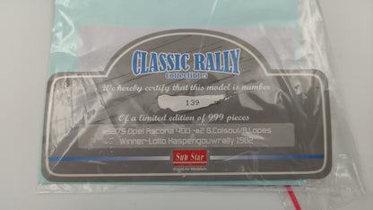 SunStar Opel Ascona B400 Bastos dealer team Colsoul/Lopes winner Lotto Haspengouwrally 1982 1/18 SUN5375