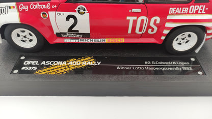 SunStar Opel Ascona B400 Bastos dealer team Colsoul/Lopes winner Lotto Haspengouwrally 1982 1/18 SUN5375