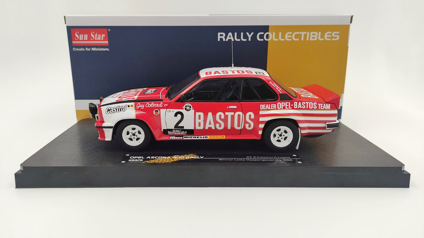 SunStar Opel Ascona B400 Bastos dealer team Colsoul/Lopes winner Lotto Haspengouwrally 1982 1/18 SUN5375