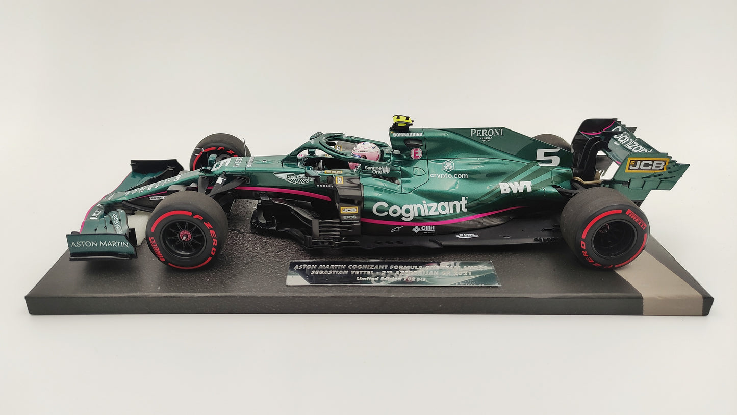 Minichamps Aston Martin AMR21 Sebastian Vettel 2nd Azerbaijan GP 1/18 117210705