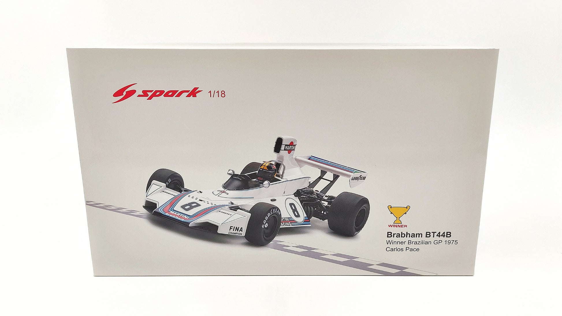 1/18 Spark 1975 Carlos Pace Brabham BT44B #8 Winner Brazilian GP Formula 1  Car Model 