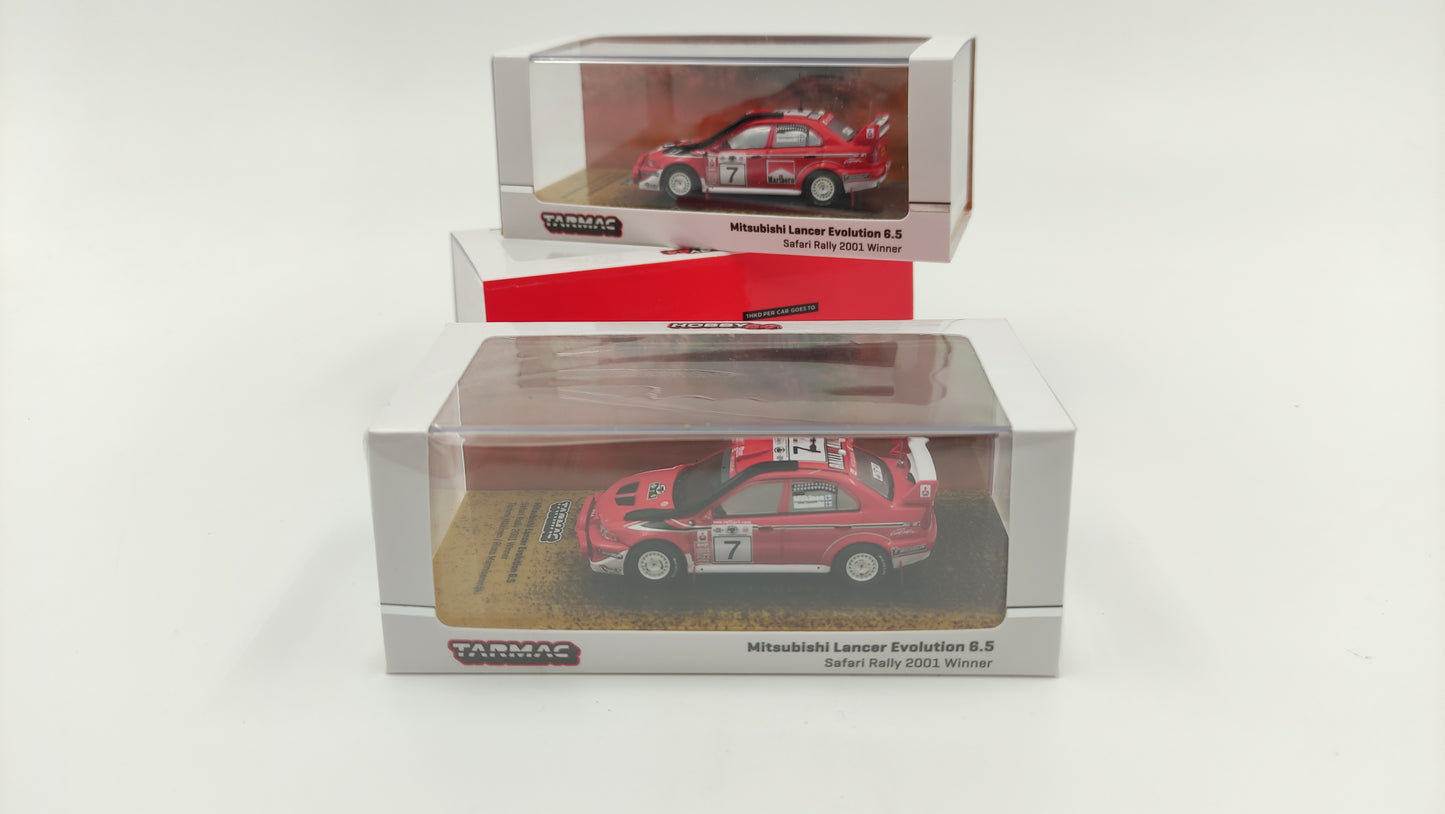 Tarmac Works Mitsubishi Lancer Evo 6.5 WRC T.Makinen/R.Mannisenmäki Safari Rally Kenya Winner 2001 TC-T64-021-01SAF