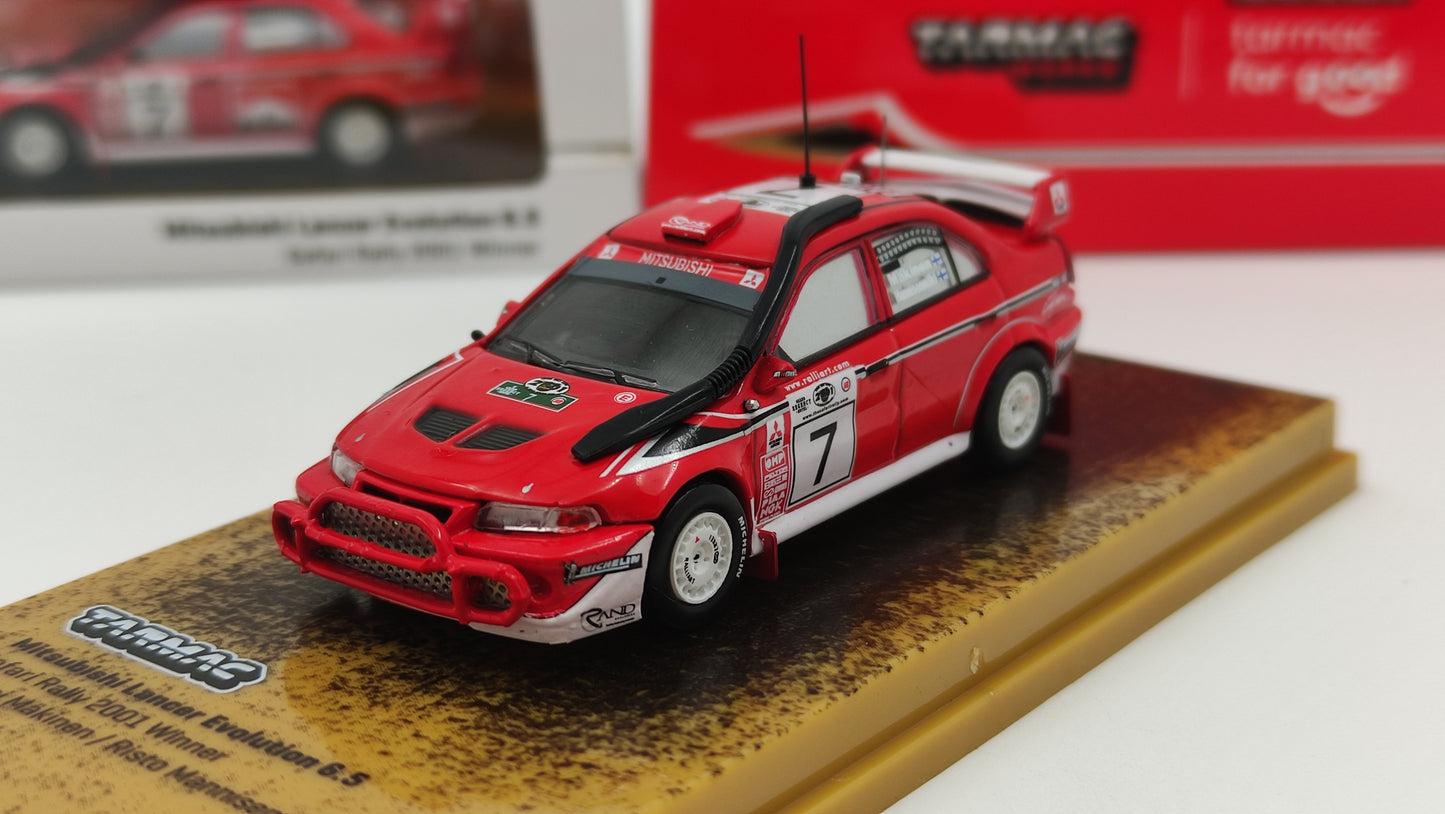 Tarmac Works Mitsubishi Lancer Evo 6.5 WRC T.Makinen/R.Mannisenmäki Safari Rally Kenya Winner 2001 TC-T64-021-01SAF