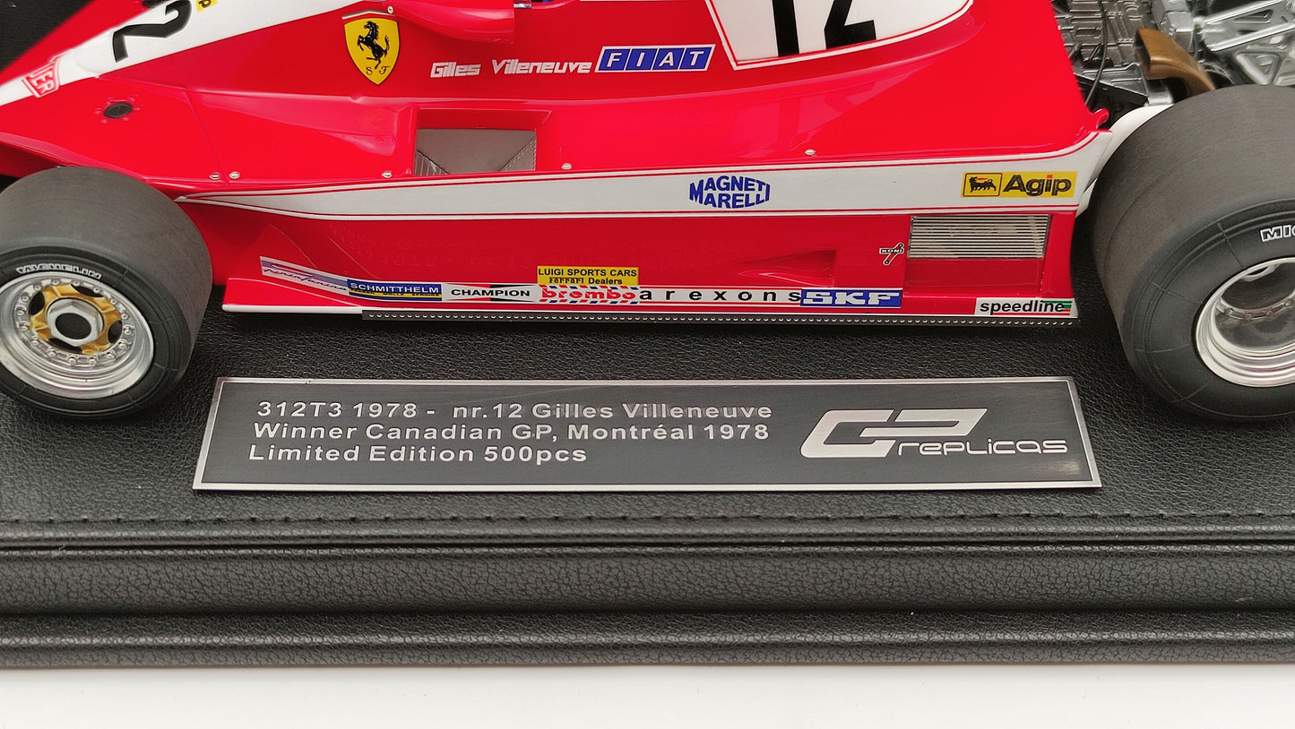 GP Replicas Ferrari 312T3 Gilles Villeneuve 1978 Canadian GP winner 1/18 GP002CN