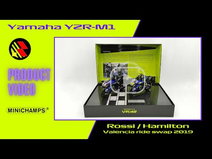Minichamps Moto GP Yamaha YZR-M1 2 bike set Valentino Rossi Lewis Hamilton 1/12 Valencia 2019 Limited Edition 1446 pcs.